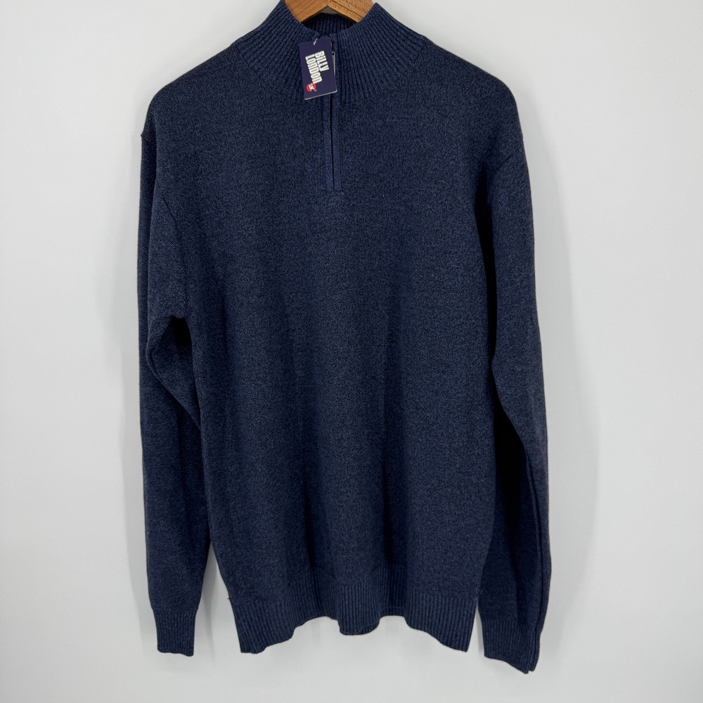 Billy London Heather Blue Mens XL 1/4 Zip Pullover Sweater New with Tags